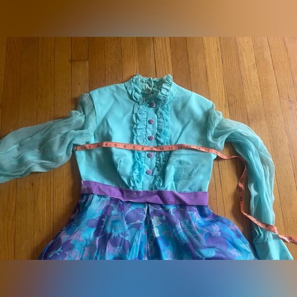 60s Vintage Chiffon Wide Leg Jumpsuit - Picture 5 of 8